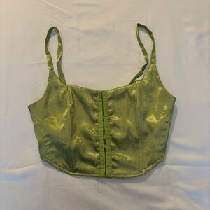 LA Hearts Green Satin Crop Top